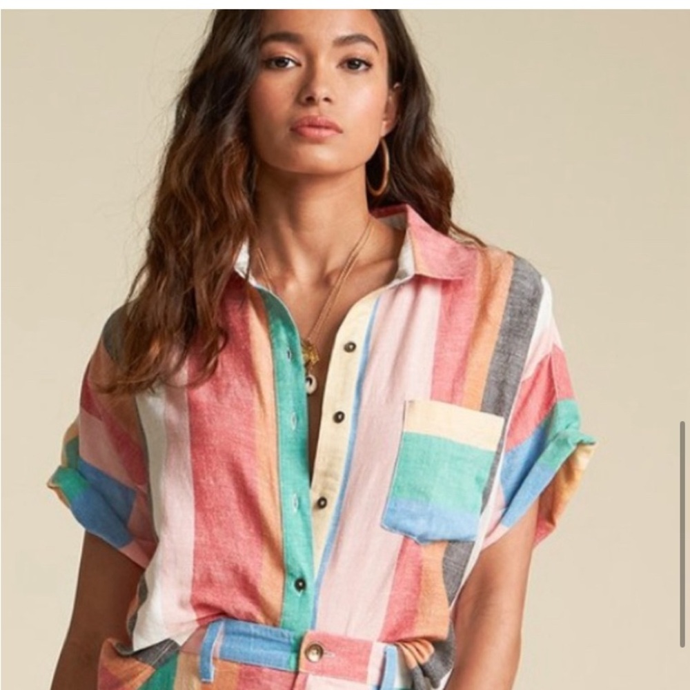 🌺 BILLABONG Sincerely x Jules Santorini Dreams Top Button down shirt 🌺